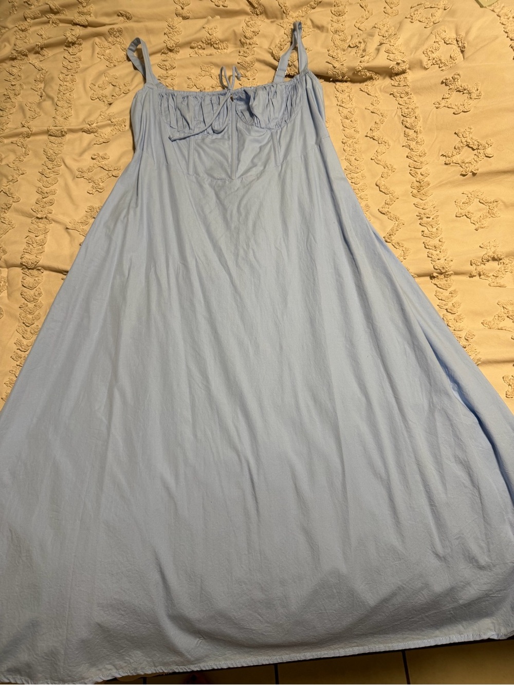 Light Blue Maxi Skirt with Tie-Waist Detail